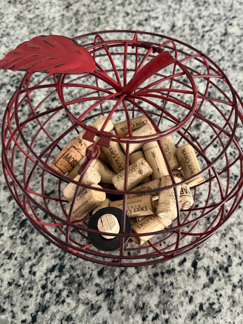 Metal Apple Cork Holder with corks